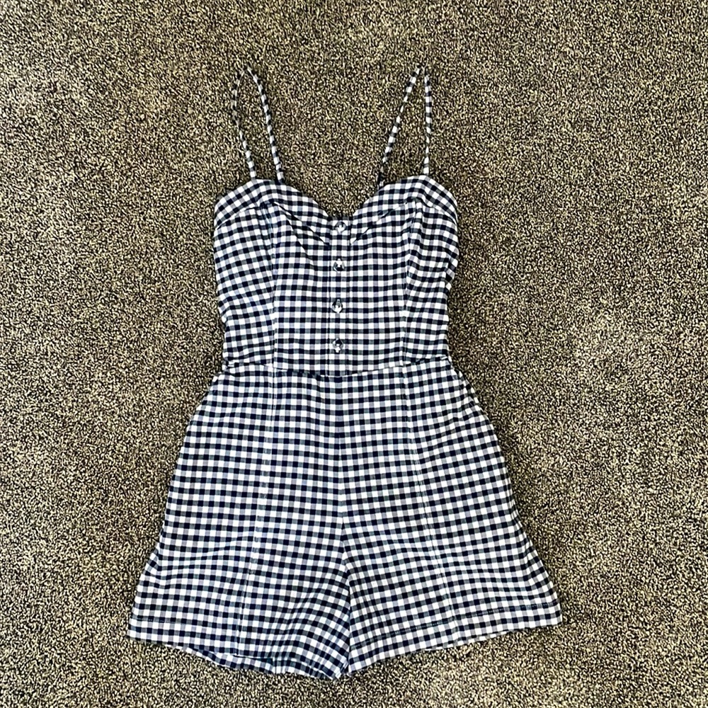 Blue Gingham Romper by A&F